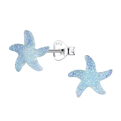 Silver Stud Earrings with Resin Starfish - 24335 Silver Stud Earrings with Resin Starfish - 24335