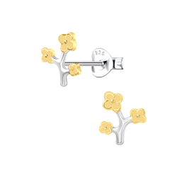 Silver Flower Stud Earrings - 24352