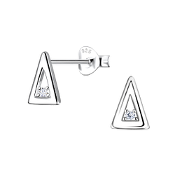 Silver Triangle Stud Earrings - 24089