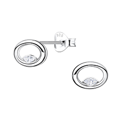 Silver Oval Stud Earrings - 24092 Silver Oval Stud Earrings - 24092