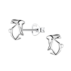 Silver Origami Rabbit  Stud Earrings - 24394