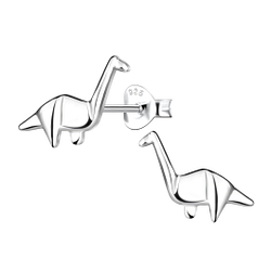 Silver Origami Dinosaur Stud Earrings - 24396