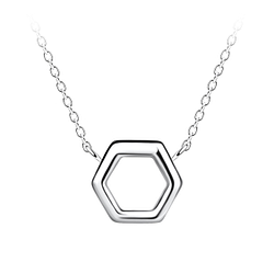 Silver Hexagon Necklace - 24173