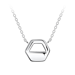 Silver Hexagon Necklace - 24174