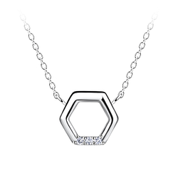 Silver Hexagon Necklace - 24175