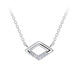 Silver Diamond Shaped Necklace - 24180 Silver Diamond Shaped Necklace - 24180