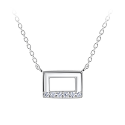 Silver Rectangle Necklace - 24190