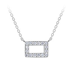 Silver Rectangle Necklace - 24191
