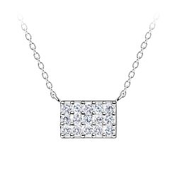 Silver Rectangle Necklace - 24192