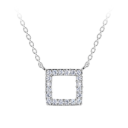 Silver Square Necklace - 24196
