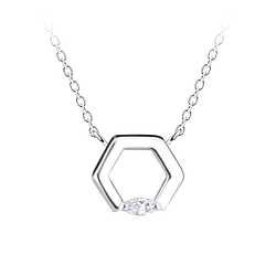 Silver Hexagon Necklace - 24150
