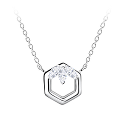 Silver Hexagon Necklace - 24151
