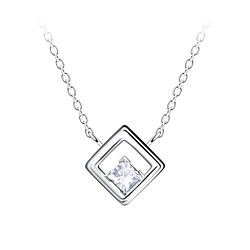 Silver Square Necklace - 24153