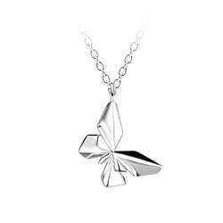 Silver Origami Butterfly Necklace - 24367