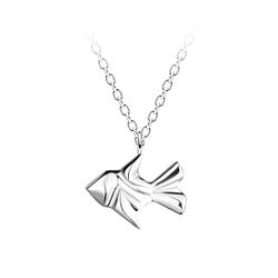Silver Origami Fish Necklace - 24368