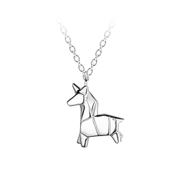 Silver Origami Unicorn Necklace - 24370