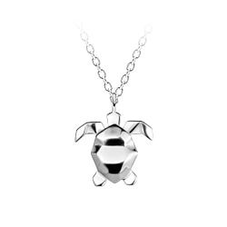 Silver Origami Turtle Necklace - 24373