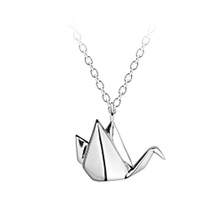 Silver Origami Bird Necklace - 24374