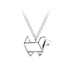Silver Origami Dog Necklace - 24381