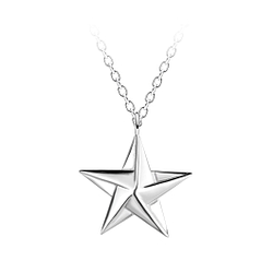 Silver Origami  Star Necklace - 24383