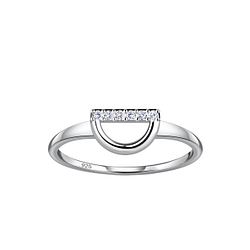 Silver Semi Circle  Ring - 24124