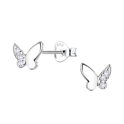 Silver Butterfly Stud Earrings   - 24423
