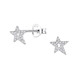 Silver Star Stud Earrings - 24478