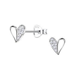 Silver Heart Stud Earrings - 24431