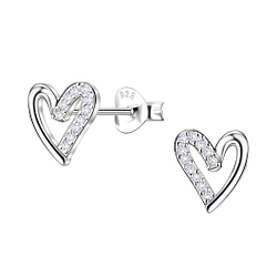 Silver Heart Stud Earrings - 24432