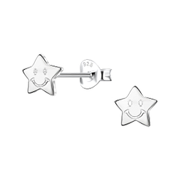 Silver Star Stud Earrings - 24444