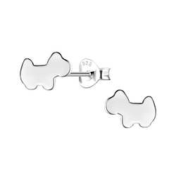 Silver Dog Stud Earrings - 24457 Silver Dog Stud Earrings - 24457