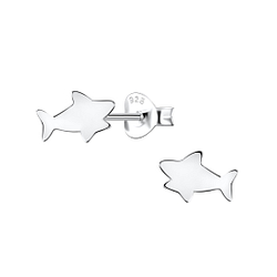 Silver Shark Stud Earrings - 24463 Silver Shark Stud Earrings - 24463