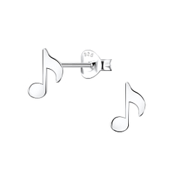 Silver Music Note Stud Earrings - 24466