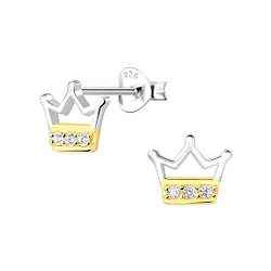 Silver Crown Stud Earrings - 24508