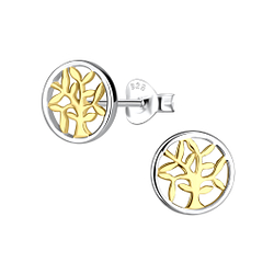 Silver Tree of Life Stud Earrings - 24517