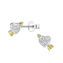Silver Heart Stud Earrings - 24525