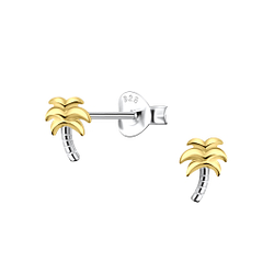 Silver Palm Tree Stud Earrings - 24532