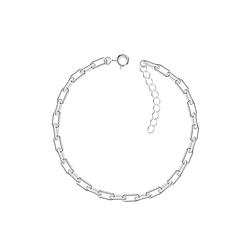 18mm Silver Cable Hammered Square Bracelet - 24447