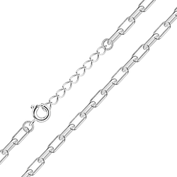 45mm Silver Cable Hammered Square Chain with Extension - 24446