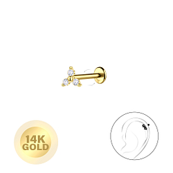 14K Solid Gold - Flower Labret with 3mm Disc - 24677