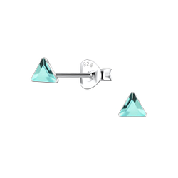 3mm Triangle Crystal Silver Stud Earrings - 24727