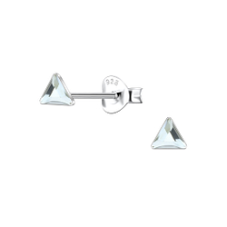 3mm Triangle Glass Silver Stud Earrings - 24727