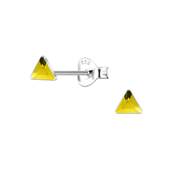 3mm Triangle Crystal Silver Stud Earrings - 24727