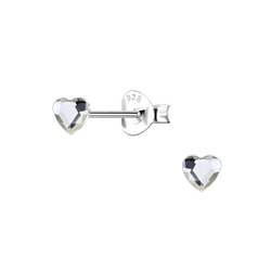 3mm Heart Silver Stud Earrings - 24728