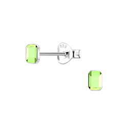 2.5x4mm Rectangle Cushion Crystal Silver Stud Earrings - 24729