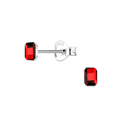 2.5x4mm Rectangle Cushion Crystal Silver Stud Earrings - 24729