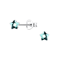 4mm Star Crystal Silver Stud Earrings - 24730