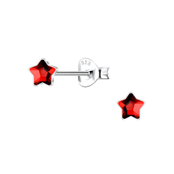 4mm Star Crystal Silver Stud Earrings - 24730