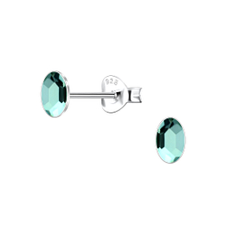 3x5mm Oval Crystal Silver Stud Earrings - 24733
