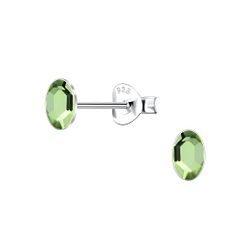 3x5mm Oval Crystal Silver Stud Earrings - 24733